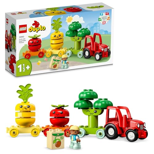 Игрушка LEGO Duplo Первый трактор с овощами, отличный подарок на день рождения, Рождество и развивающие игрушки для мальчиков и девочек от 18 месяцев, 2 лет и 3 лет