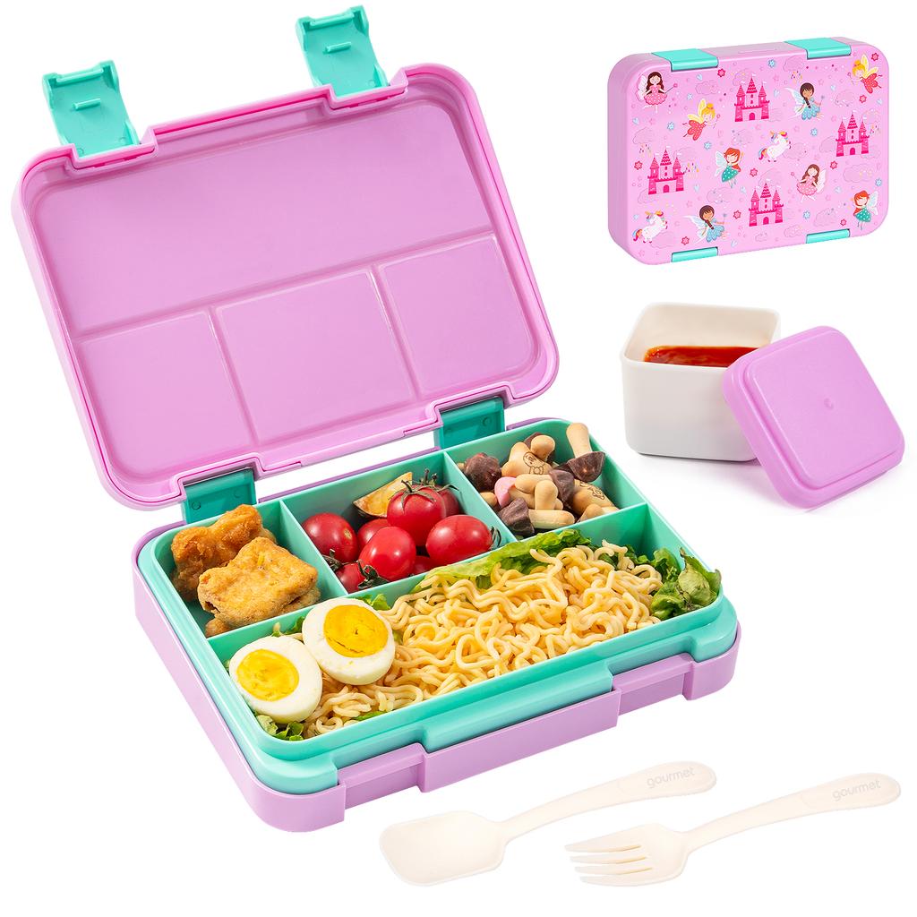 40oz Cartoon Pattern Bento Lunch Box Set Leak Proof Removable Dividers Meal Container for School Office Picnic Food Snack Prep