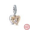 2023 Fit OriginalNew Bracelet DIY Women Jewelry New 925 Sterling Silver Bead Golden Heart-Shaped Lock Birthday Candle Charm
