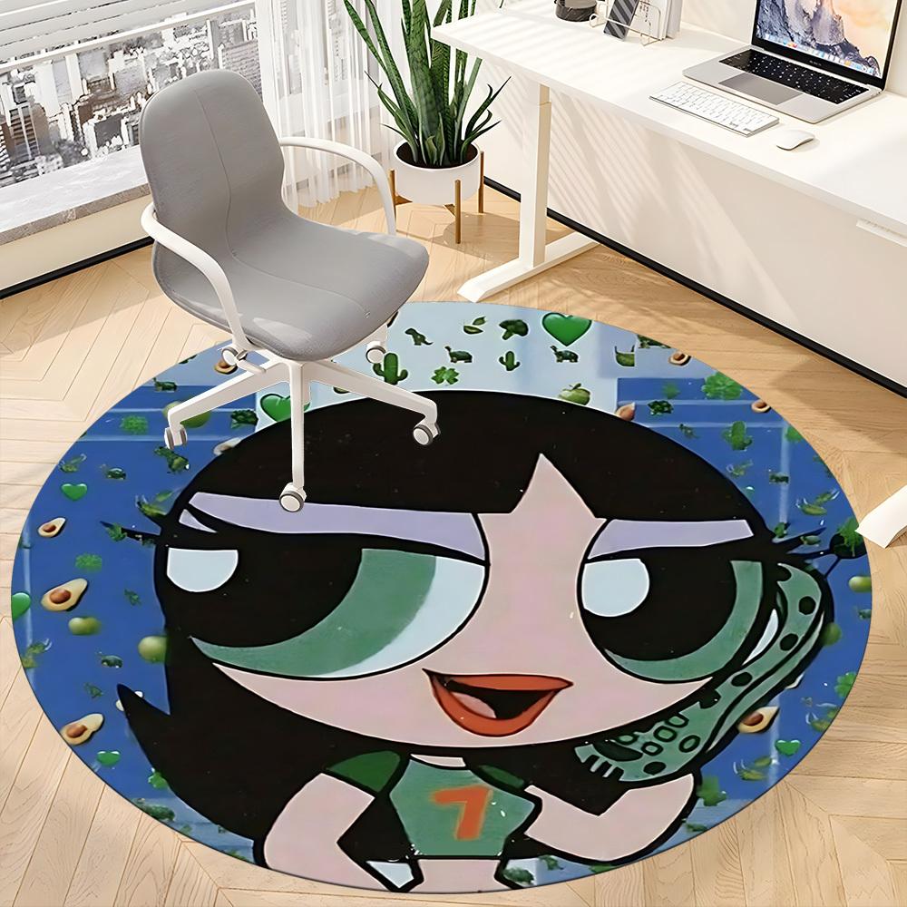 1pc Powerpuff Girls Office Round Area Rug, Indoor Mat Suitable For Office, Under Office Chairs Bedroom Living Room Home Decor a0908132