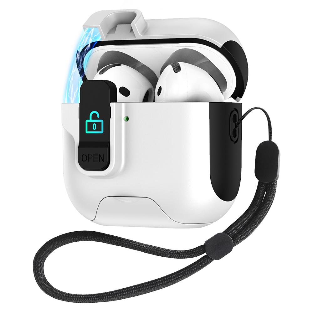 For Apple AirPods 3 Protective Case Splicing Color Earphone Cover with Auto Pop-Up Magnetic Lid/Lanyard