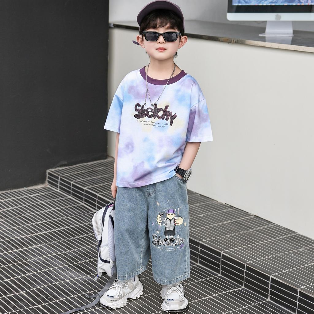 Boys' summer clothes 2026 new summer set, stylish children's cool and handsome short sleeved summer two-piece set for boys