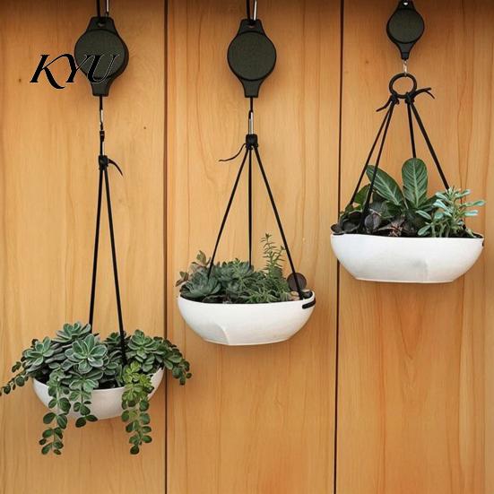 Plant Pulley for Balcony Garden Hanger, Adjustable Ceiling Hook, Heavy Duty Tool Hanging Decorations Retractable Hook Baskets, Bird Feeders Easy Lift