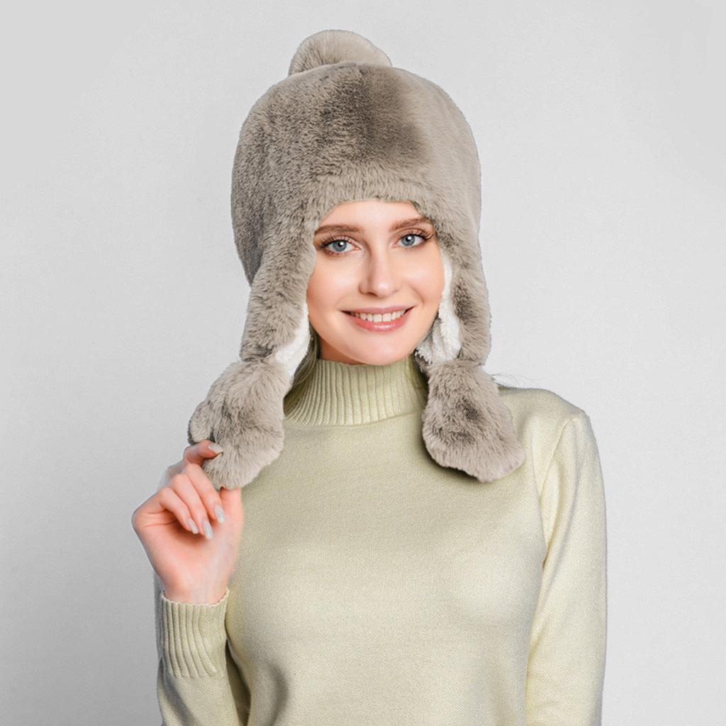 Роскошная женская зимняя шапка из искусственного меха с ушками, теплая и стильная, идеально подходит для холодной погоды, один размер подходит всем
