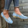 Women Flat Shoes 2024 Spring Autumn Women Casual Shoes Slips Round Toe Denim Flat Loafer Plus Size 44 Jeans Shoes Zapatos Mujer