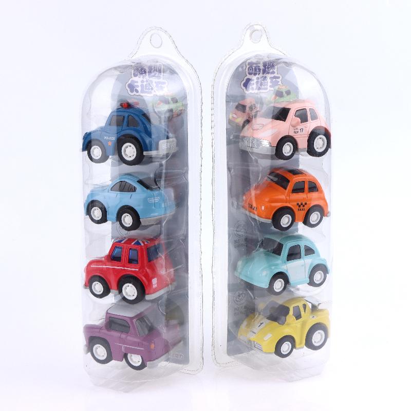 4Pcs Mini Car Model Toys Simulation Pull Back Car Toy Cartoon Sliding Inertia Vehicle Toys For Children Birthday Gifts