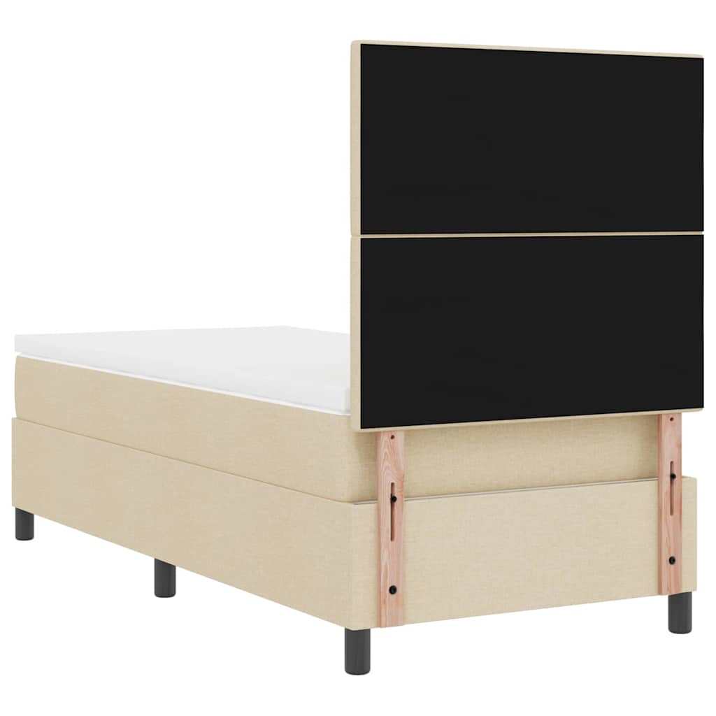 Box Spring Bed with Mattress and Headboard Cream 80 x 200 cm Fabric