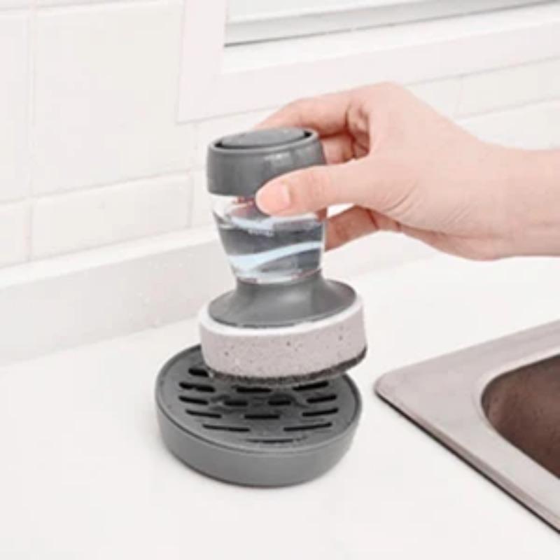 Набор из 2 щеток для мытья посуды с дозатором мыла, набор кухонных скребков для мытья посуды с поддоном для слива для мытья тарелок/кастрюль