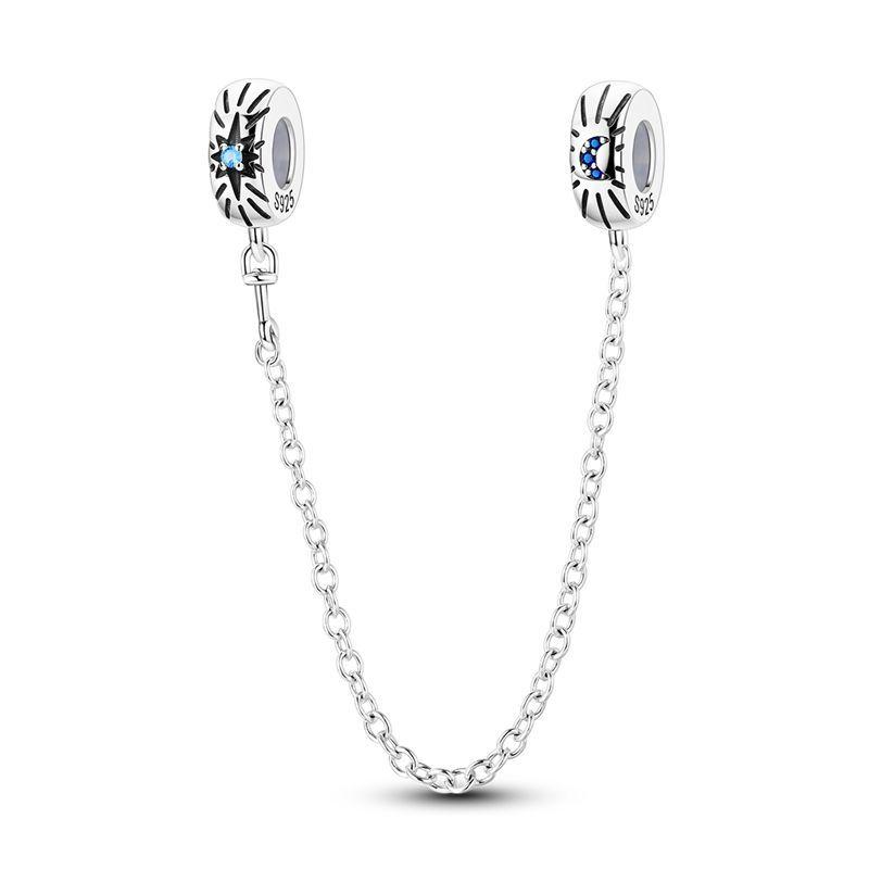 Новая медная цепочка безопасности с подвесками в виде бабочки, сердца, дерева, луны, браслет-амулет, бусина, подходит для оригинального браслета, сделай сам, женские украшения