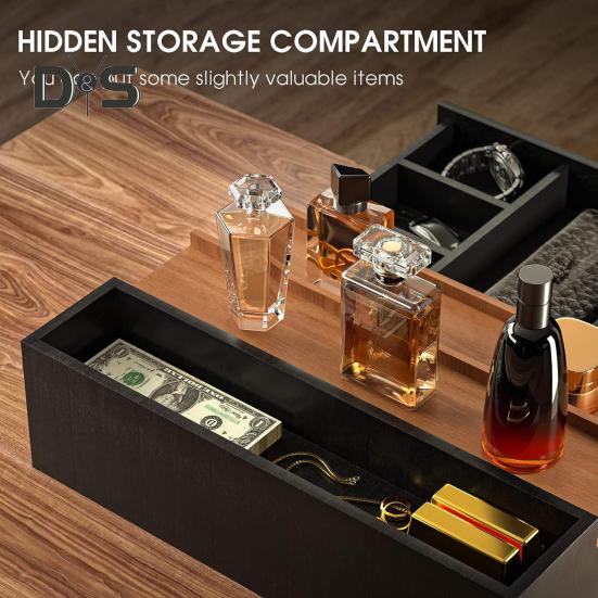 3 Tiers Wooden Perfume Display Stand with Storage Drawer Large Capacity Desktop Perfume Organizer Storage Box