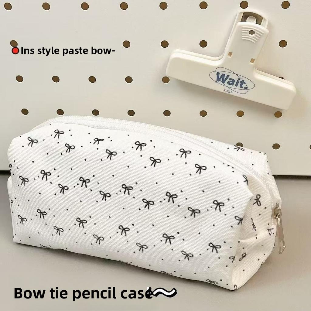 Простой черный пенал с высокой эстетической привлекательностью, милая косметичка для студентки, сумка для хранения канцелярских принадлежностей большой вместимости