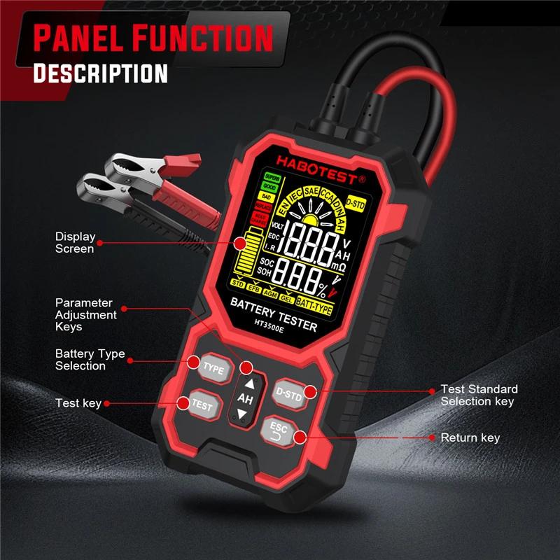 HT3500E 12V 24V Battery Tester Color Screen Car Lithium Battery Test Lead Acid Battery Analyzer Internal Resistance Tester