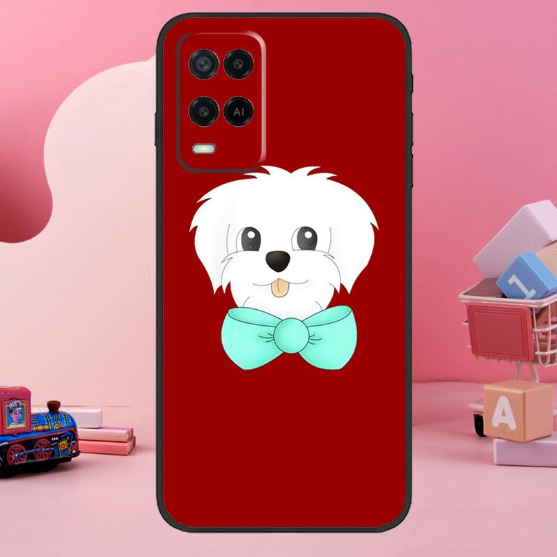 Cartoon Maltese Dog Case For Oppo A5 Pro A15 A17 A57 A77 A18 A38 A58 A78 A98 A94 A74 A54 A16 A76 A96 A40 A60 A80