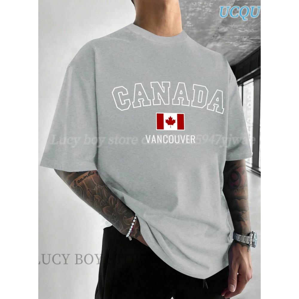 NEW IN Mens CANADA  Flag Printed Short Sleeve T Shirt Man O-Neck Sportwear  Racing Football Tee Vintage Casual Tops Men Clothes