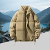 Men's Fleece-Lined Down Cotton Jacket - Loose Style With Zip Pockets, Warm, Casual & Versatile