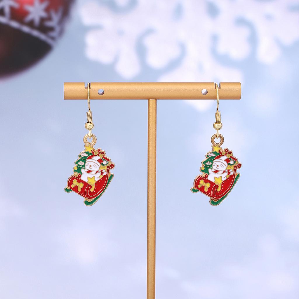 Cartoon Drip Santa Earrings, Personalized Christmas Column Elk Gingerbread Man Earrings