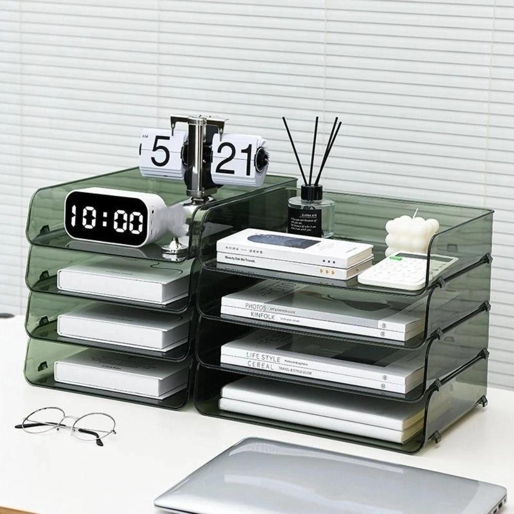 Desktop Organizer A4 File Storage Tray Book Shelf File Organizer Stackable File Rack Certificates