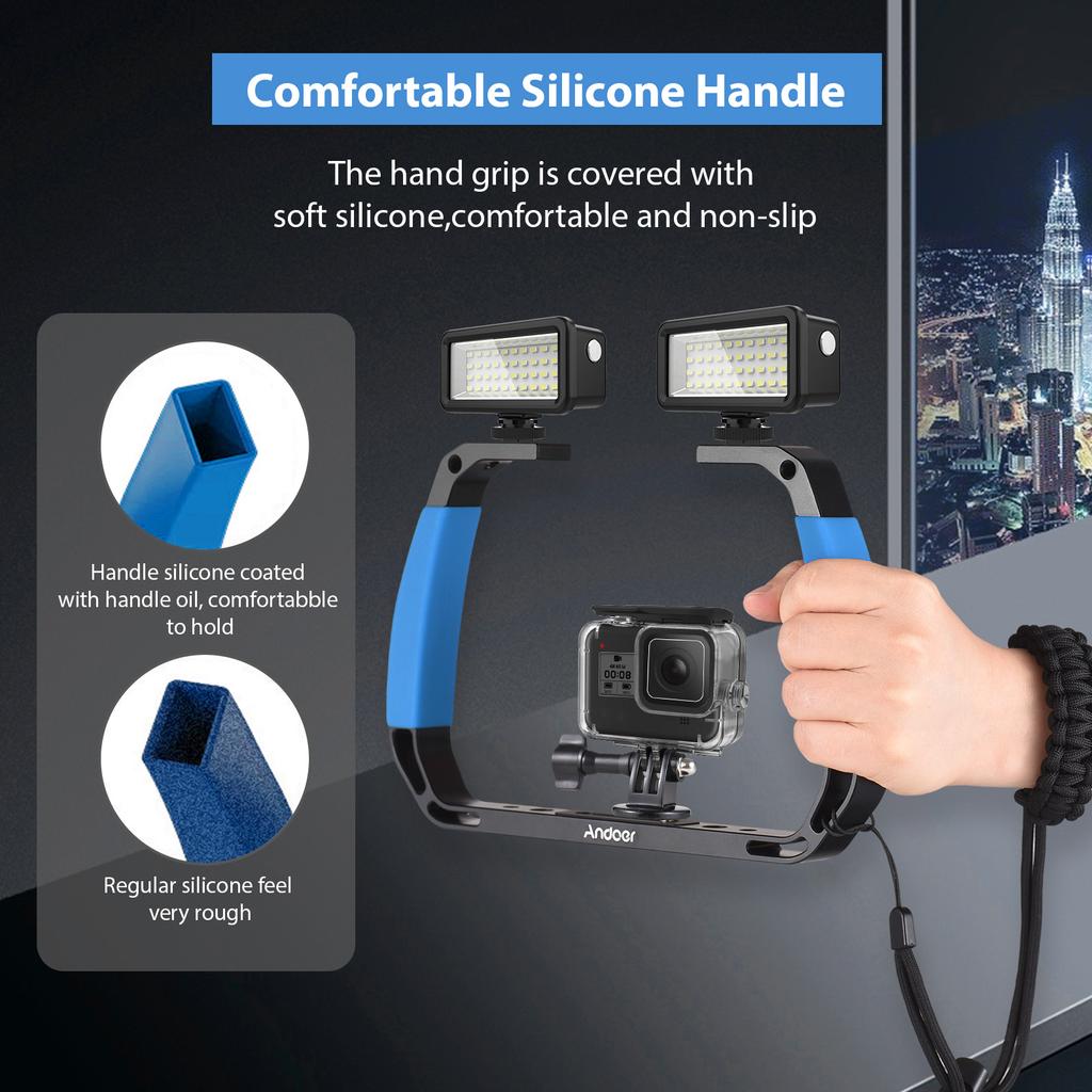 Andoer Sports Camera Underwater Diving Rig Handheld Stabilizer for Action Camera Cage Dive Rig with Cold Shoe Mounts