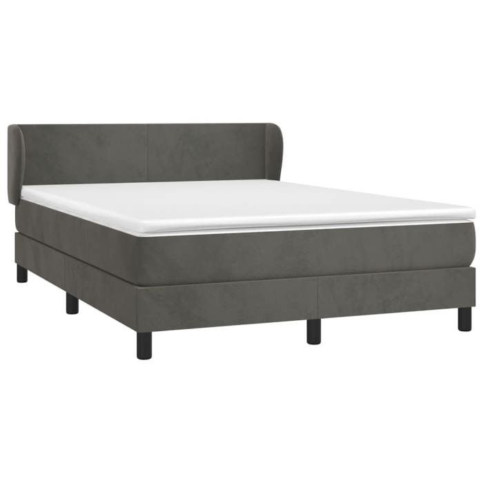 Maison Exclusive - Sommier à lattes de lit et matelas Gris foncé 140x200cm Velours