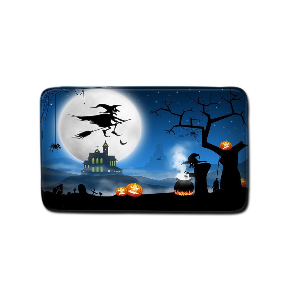 Halloween Shower Curtain Floor Mat Combination Four-Piece Set Bathroom Toilet Carpet Shower Room Foot Mat