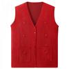 Vest Middle-aged and Elderly Spring and Autumn Thin Section Elderly Waistcoat Vest Loose Plus Size Knitted Cardigan