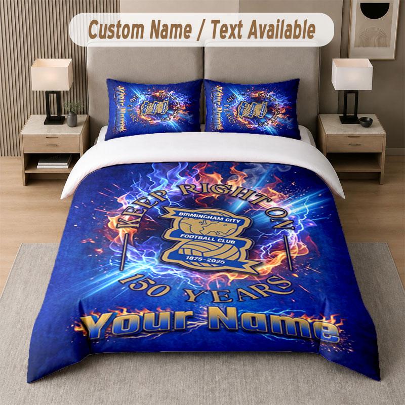 Custom Bedding Set BIRMINGHAM CITY Football Pattern, Print Name Text 1 Duvet Cover plus 2 Pillowcases Home Textile
