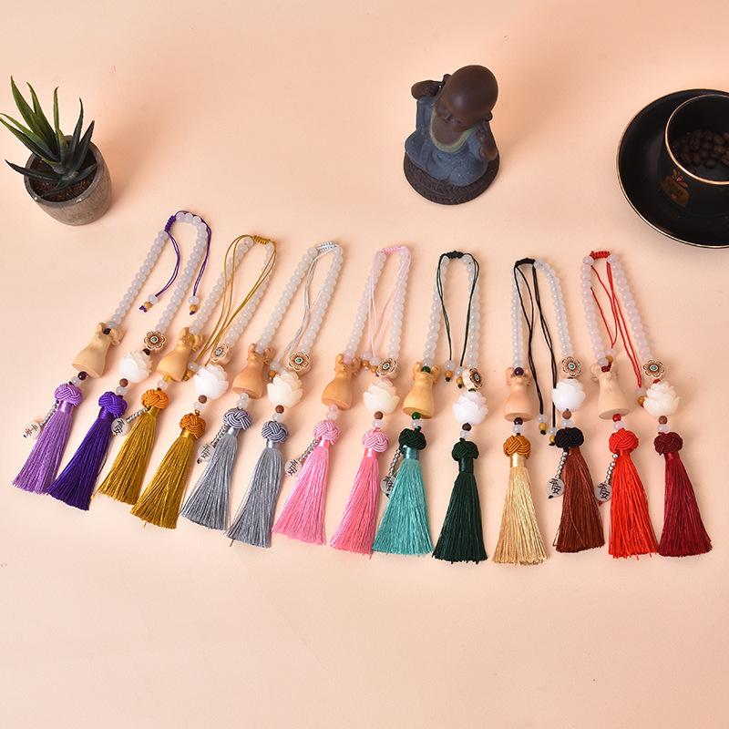 Многоцветный китайский стиль Lucky Wood резная статуя Будды Бодхи кулон Лось автомобильные подвесные аксессуары Рождественский подарок Декор