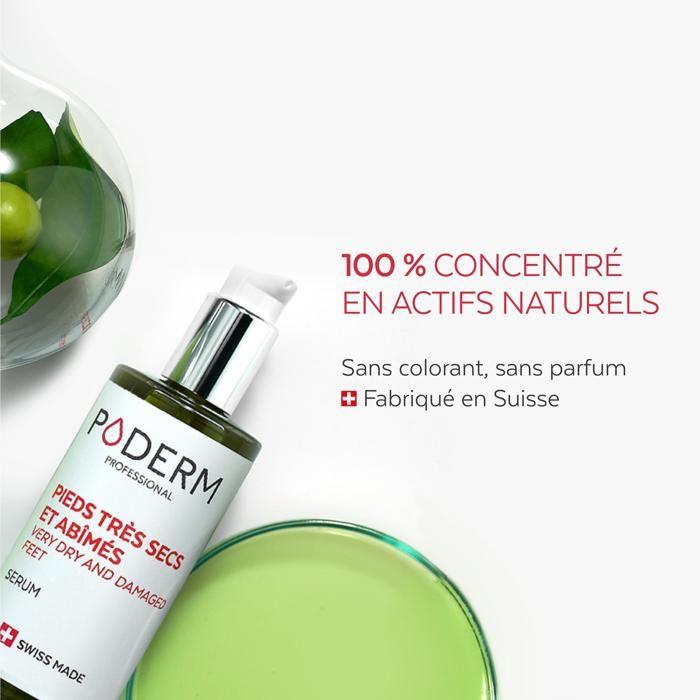 Soin des pieds - PODERM - Sérum Pieds Très Secs et Abîmés - Nutrition 24h - 100% naturels - Swiss Made