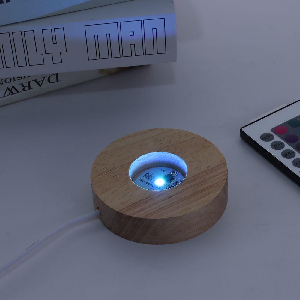 Gift for Crystal Ball Home Decor Color Changing LED Lights Wooden Lighted Base Stand Display Base