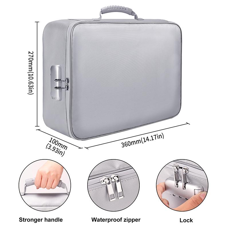 Large-Capacity Multi-Layer Fireproof and Waterproof File Bag with Lock Non-Itchy Silicone Glass Fiber Filing Storage Product