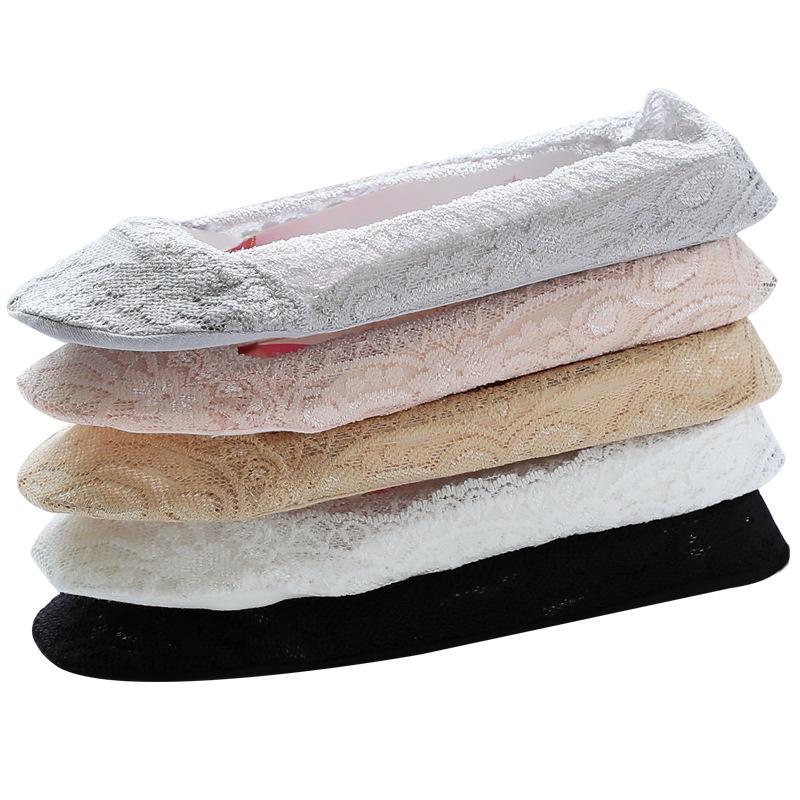 Женские короткие носки из кружева в японском стиле - Милые, Тонкие, Силиконовая Нескользящая Хлопковая Подошва, Весенне-Летние Невидимые Носки-Следки