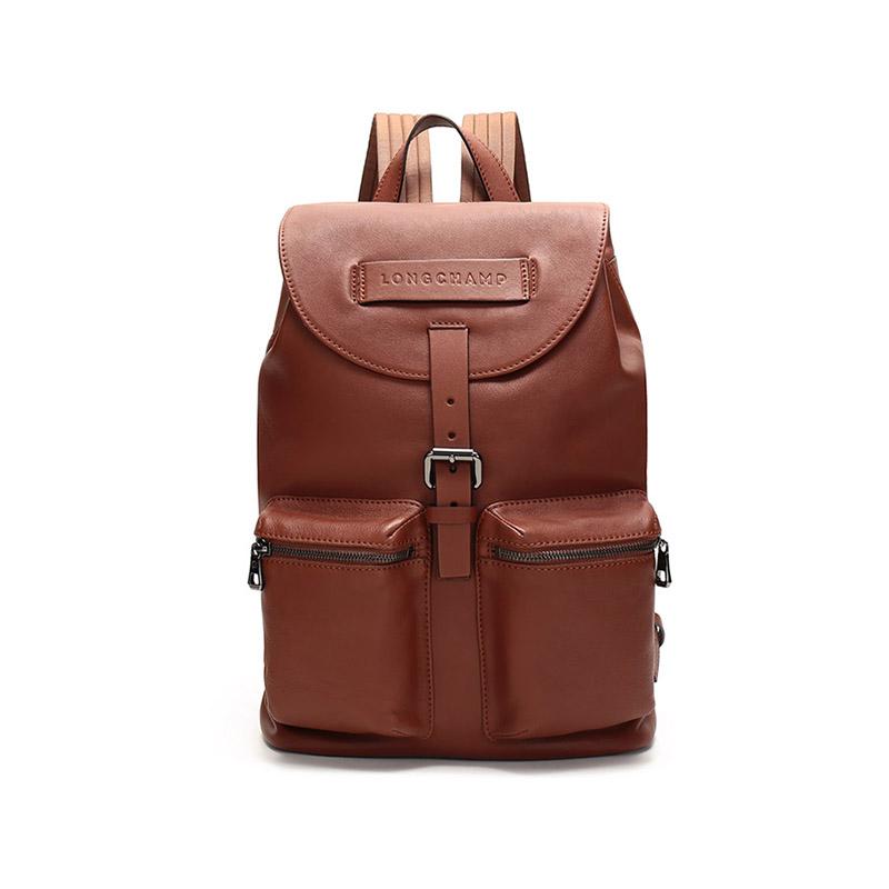 Longchamp 3D Series Leather Backpack Medium Women backpacks Cognac 1610773504