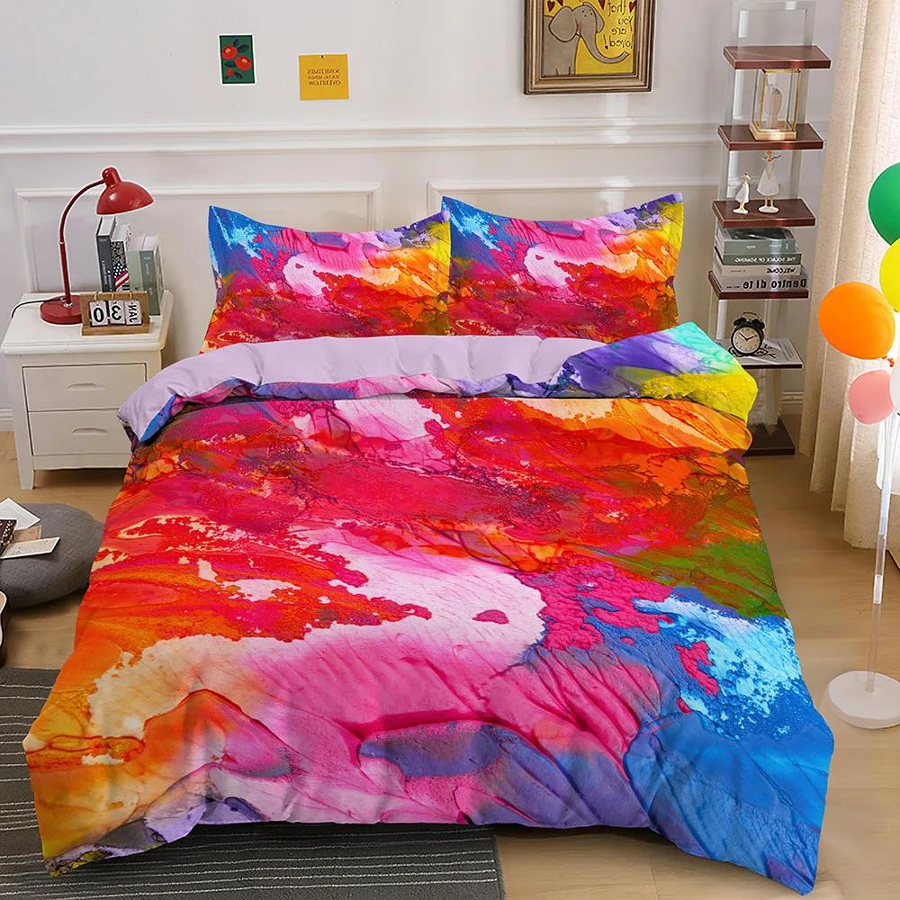 Комплект постельного белья Abstract Rainbow Colorful Queen King Single Duvet Cover Dream Polyester Sofar Covers Pillowcase Soft Bedwear