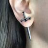 Kiss Jewelry Панк Меч Готический Kinitial Пирсинг Серьги для Женщин Мужчин Готический Хрустальный Ухо Куртка Пусеты Серьги Украшения