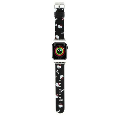 Hello Kitty Ремешок Hkawmpsapsk для Apple Watch 38/40/41 мм Черный/Black с узором Головы и Банты