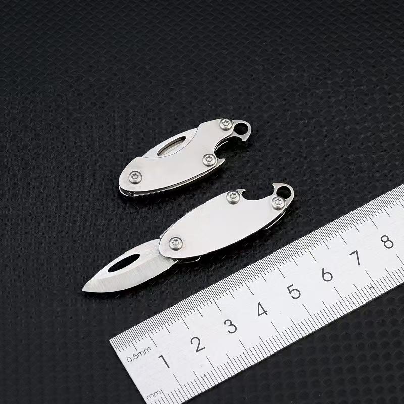 Мини складной нож из нержавеющей стали с открывалкой для бутылок, портативный брелок, кулон, разборка, экспресс-доставка, острый нож