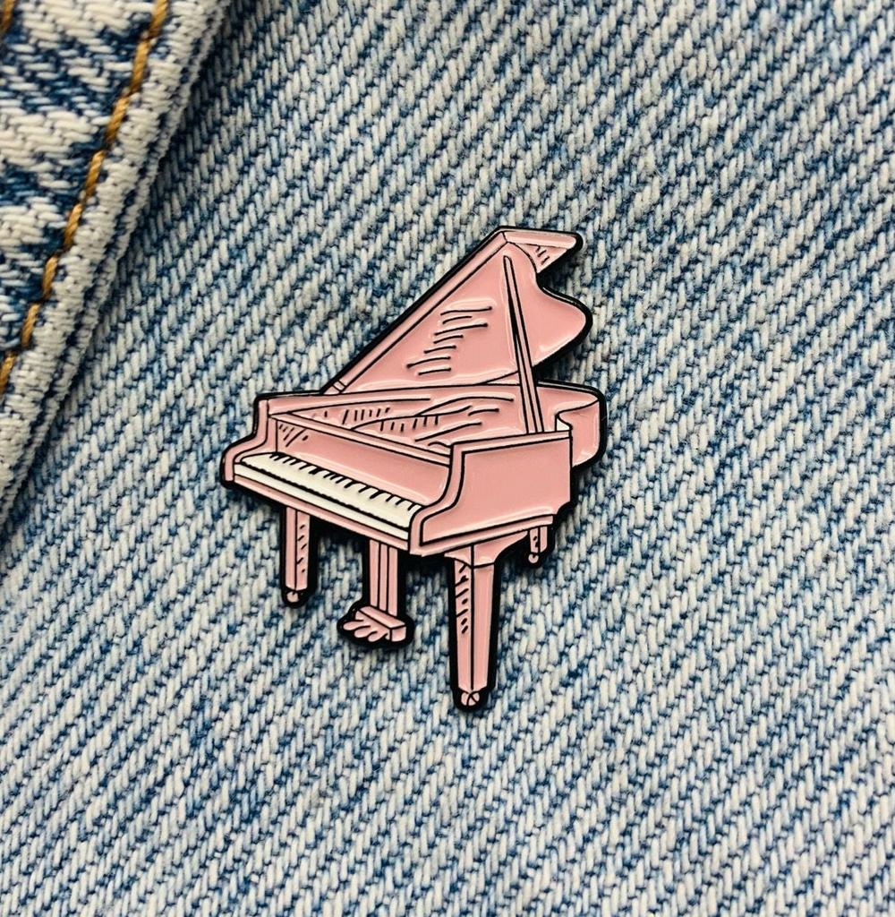 New Enamel Pin Piano Grand Piano Music Pink Cute Metal Pin Gift Birthday 1 Piece