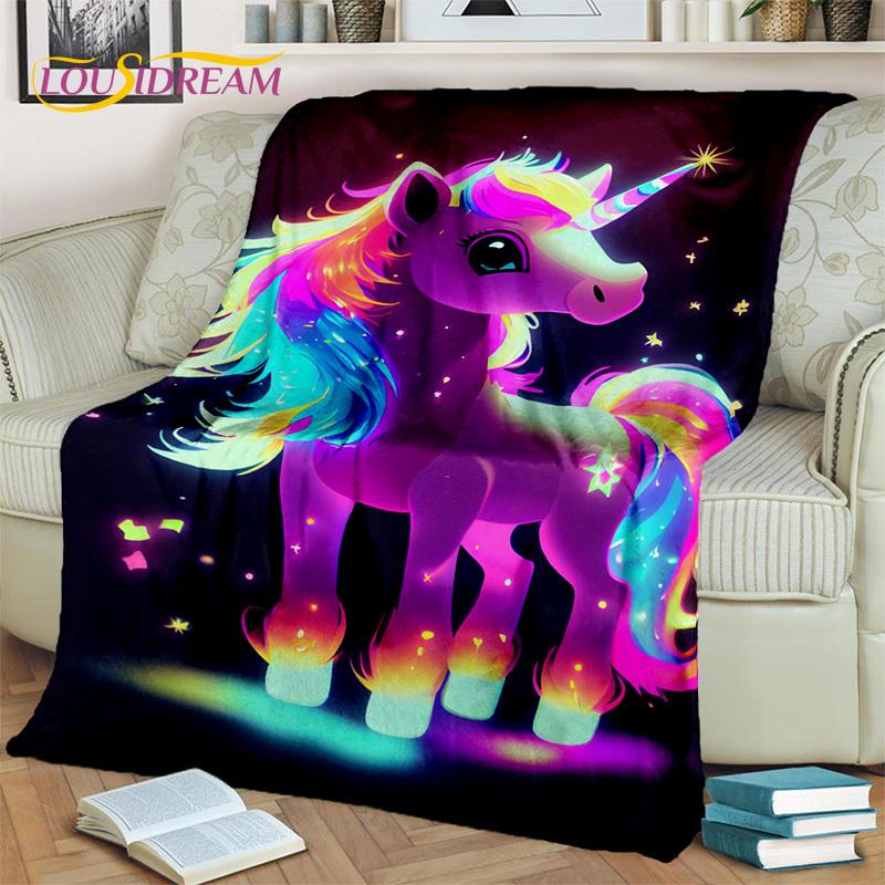 Одеяло с 3D мультяшным милым единорогом для девочек, подарок на день рождения, мягкое одеяло для дома, спальни, кровати, дивана, дорожного чехла для пикника, детское одеяло
