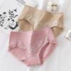 Women's Underwear Made of Pure Cotton with A Mid Waist and Lace Trim Wrapped Around The Hips and Triangular Pants Breathable and Suitable for Girls