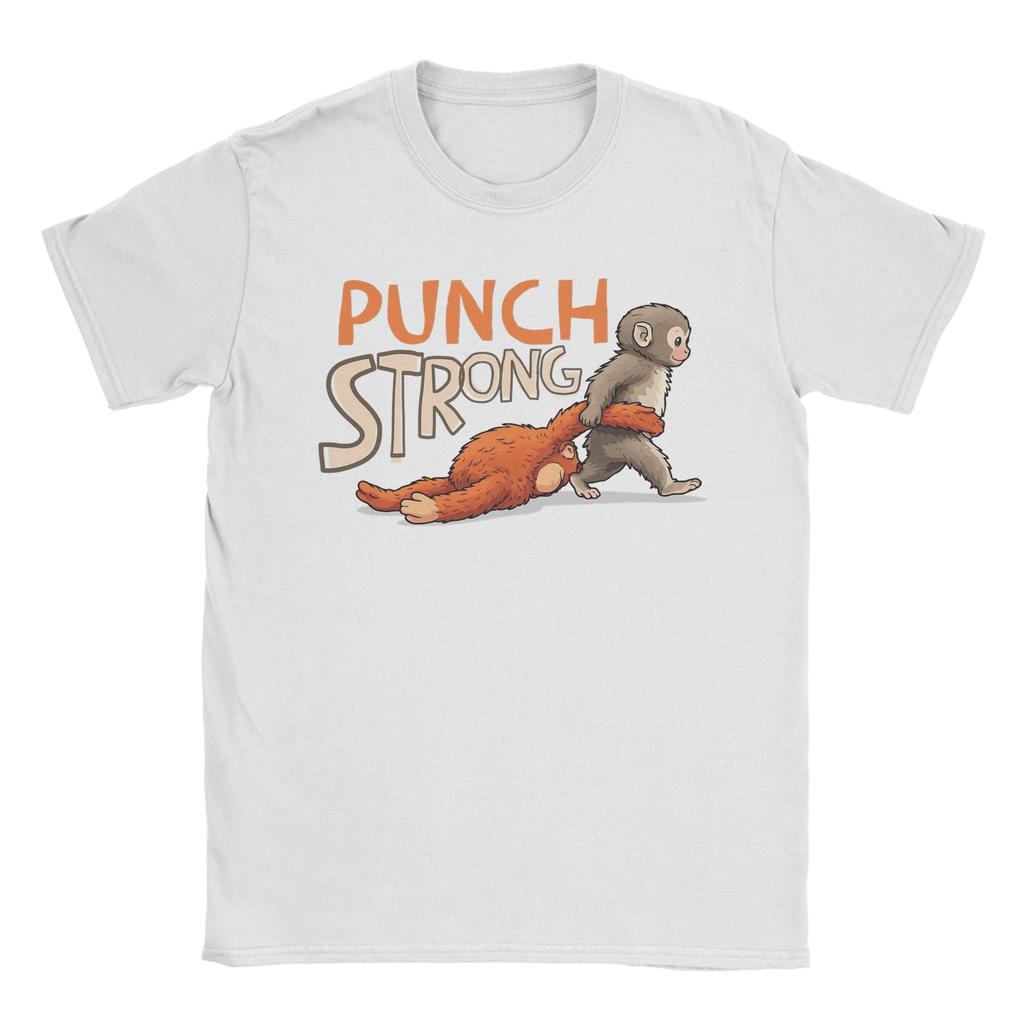 Unisex TShirt Baby Monkey Punch Strong Funny Cotton Tees Short Sleeve  T Shirts Round Collar Clothing Printed