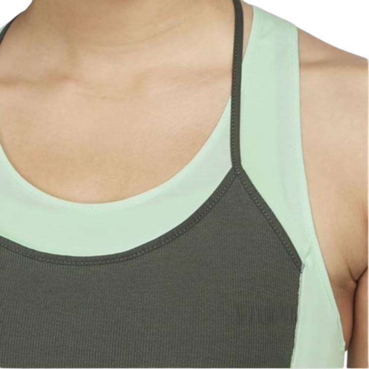 Nike Dri-Fit Luxe Ribbed Breathable Tank Top Women Tops Green DM7005-379