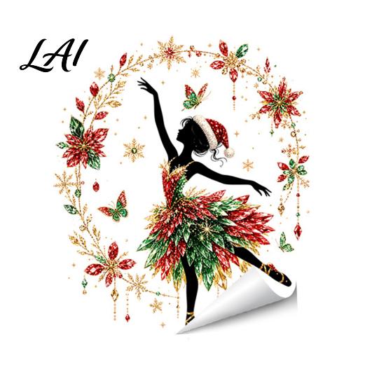 Home Window Decoration Christmas Ballet Girl Static Clings Removable Xmas Glass Decals Winter Classroom Decals Ballerina Elf Stickers for