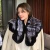 New Women Winter Real Rex Rabbit Fur Scarf Shawl Warm Soft Silver Fox Fur Scarves Female Fashion 100% Real Rex Rabbit Fur Poncho