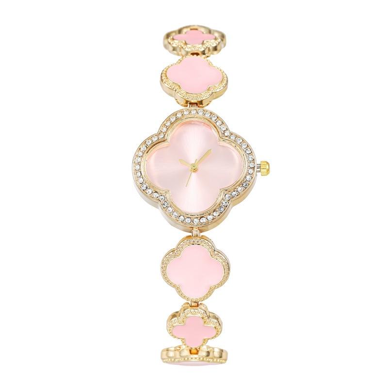 Модные часы-браслет с лепестками и клевером для женщин, кварцевые, оптом от производителя