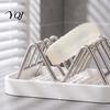 Kitchen Sink Soap Rack 3-Compartment Storage Rack, Stainless Steel Holder with Removable Saver for Shower Water Tray, Hollow Tilt Design Organizer