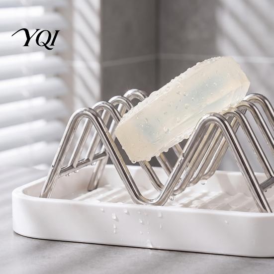 Kitchen Sink Soap Rack 3-Compartment Storage Rack, Stainless Steel Holder with Removable Saver for Shower Water Tray, Hollow Tilt Design Organizer