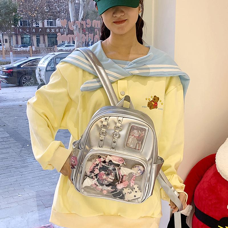 School Ita Bag Fashion Trends Transparent Zipper Backpack Preppy Style Soft Women Bags