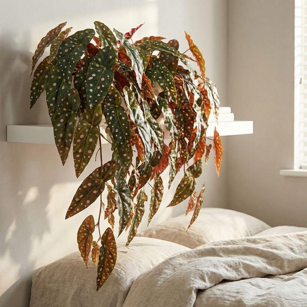 Plastic Artificial Green Plants Realistic Artificial Leaf Branch Outdoor Garden Decor