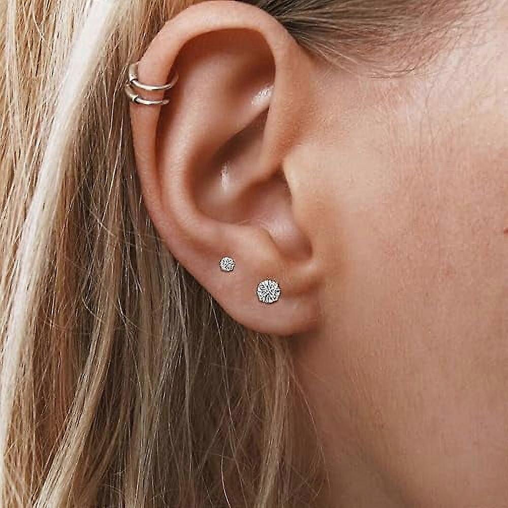 8 Pairs 316L Stainless Steel Flat Back Stud Earrings Lightweight Small Hoop Earrings Set for Women Men, Silver