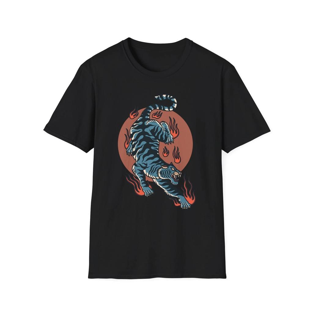 Fire Tiger Unisex Softstyle T-Shirt, Trendy Graphic Tee, Streetwear, Gift